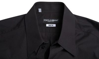 Shop Dolce & Gabbana Elegant Slim Fit Black Cotton Dress Men's Shirt