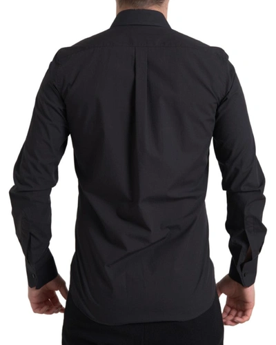 Shop Dolce & Gabbana Elegant Slim Fit Black Cotton Dress Men's Shirt