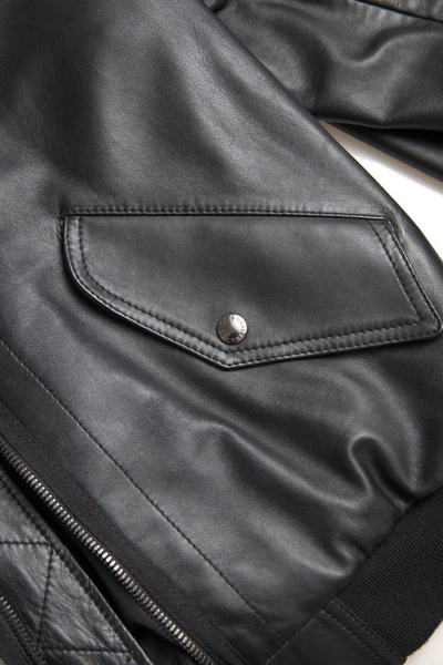 Shop Dolce & Gabbana Elegant Black Leather Bomber Men's Jacket