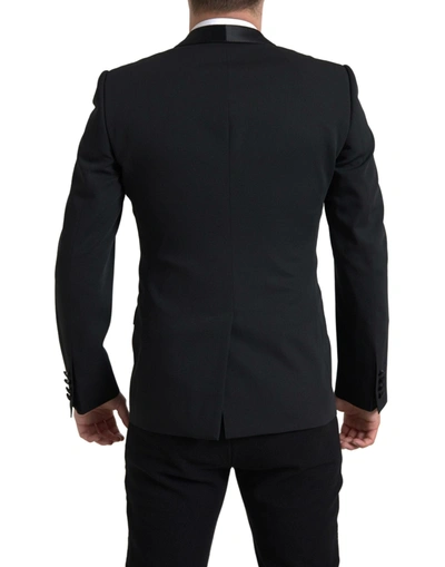 Shop Dolce & Gabbana Chic Slim Fit Virgin Wool Men's Blazer In Black