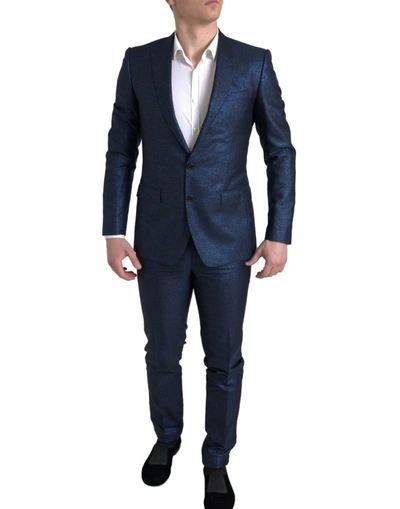 Shop Dolce & Gabbana Metallic Blue Martini Slim Fit Men's Suit