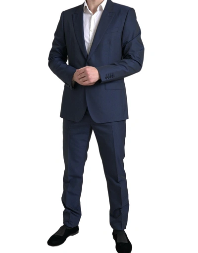 Shop Dolce & Gabbana Elegant Dark Blue Slim Fit Designer Men's Suit