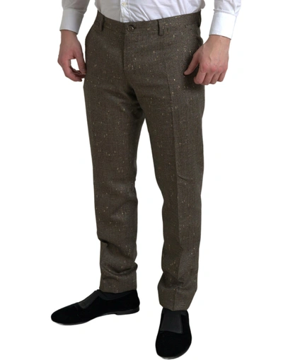 Shop Dolce & Gabbana Brown Wool Dress Skinny Men Trouser Men's Pants