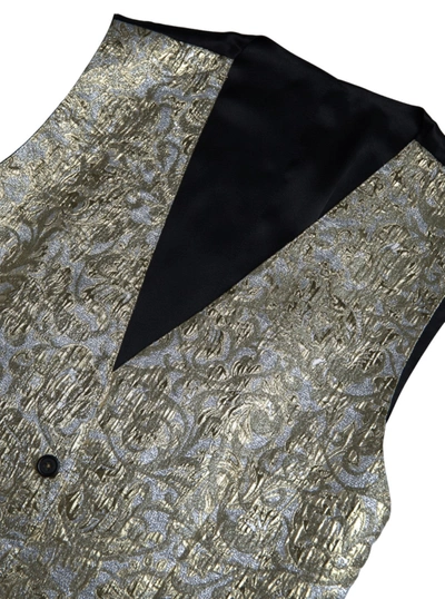 Shop Dolce & Gabbana Elegant Gold Silk Formal Men's Vest