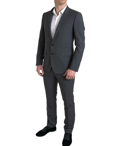 Shop Dolce & Gabbana Elegant Grey Checkered Slim Fit Men's Suit In Gray Patterned