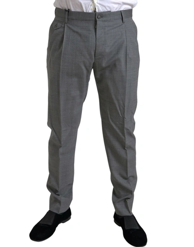 Shop Dolce & Gabbana Elegant Skinny Wool Dress Pants In Men's Grey In Gray
