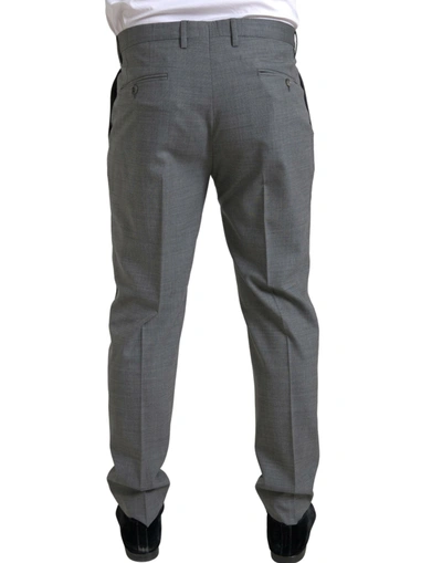 Shop Dolce & Gabbana Elegant Skinny Wool Dress Pants In Men's Grey In Gray
