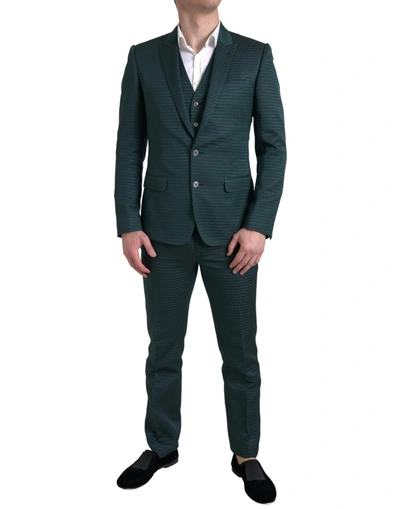 Shop Dolce & Gabbana Emerald Elegance Slim Fit 3-piece Men's Suit In Green