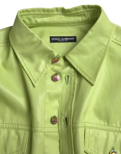 Shop Dolce & Gabbana Elegant Light Green Cotton Button Down Men's Shirt