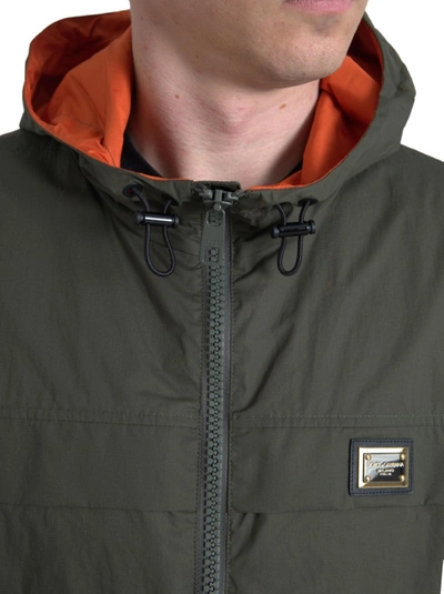 Shop Dolce & Gabbana Elegant Hooded Full Zip Jacket In Green And Men's Orange