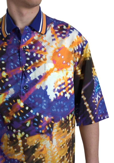 Shop Dolce & Gabbana Multicolor Cotton Polo Shirt With Logo Men's Detail