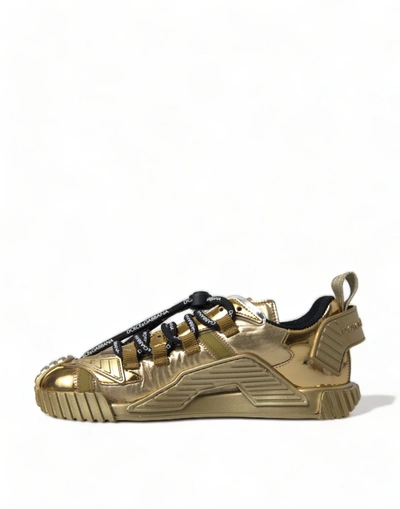 Shop Dolce & Gabbana Metallic Gold Ns1 Low Top Sneakers Women's Shoes