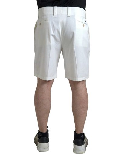 Shop Dolce & Gabbana Elegant White Bermuda Denim Men's Shorts