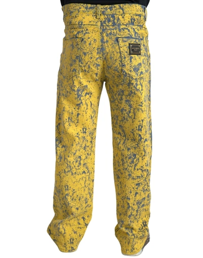 Shop Dolce & Gabbana Italian Designer Straight Denim Men's Jeans In Yellow