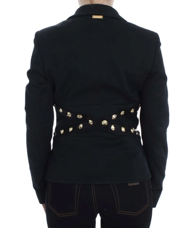 Shop Exte Chic Black Stretch Blazer With Gold Button Women's Detail