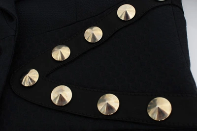 Exte Cotton Stretch Gold Studded Blazer Jacket In Black
