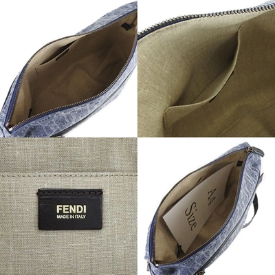 Shop Fendi Zucca Navy Denim - Jeans Shopper Bag ()