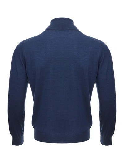 Shop Gran Sasso Blue Cashmere And Silk Turtleneck Men's Sweater