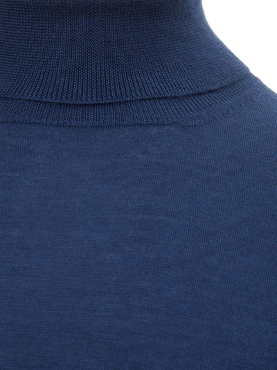 Shop Gran Sasso Blue Cashmere And Silk Turtleneck Men's Sweater