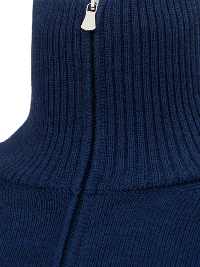 Shop Gran Sasso Blue Mock Turtleneck Wool Men's Sweater