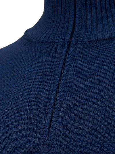 Shop Gran Sasso Blue Mock Turtleneck Wool Men's Sweater
