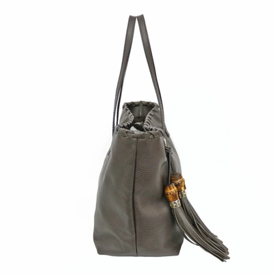Shop Gucci Bamboo Brown Leather Shoulder Bag ()