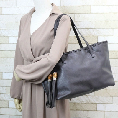 Shop Gucci Bamboo Brown Leather Shoulder Bag ()