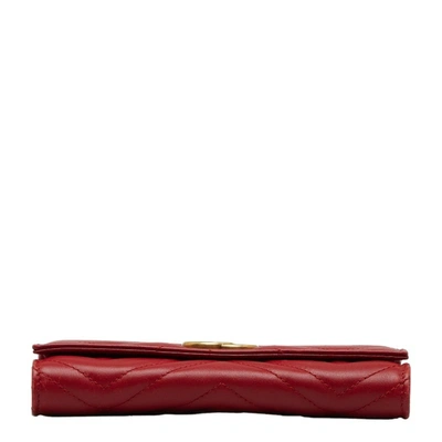 Shop Gucci Gg Marmont Red Leather Wallet  ()