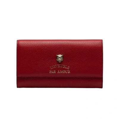 Shop Gucci Portefeuille Animalier Red Leather Wallet  ()