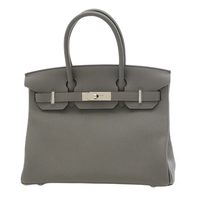 Shop Hermes Hermès Birkin 30 Grey Leather Shopper Bag ()