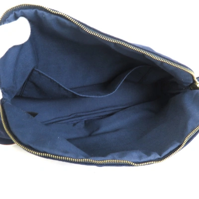 Shop Hermes Hermès Bolide Navy Cotton Clutch Bag ()