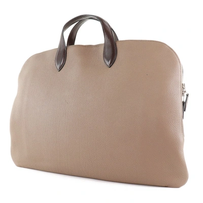 Shop Hermes Hermès Edito Beige Leather Briefcase Bag ()