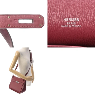 Shop Hermes Hermès Jypsiere Burgundy Leather Shopper Bag ()