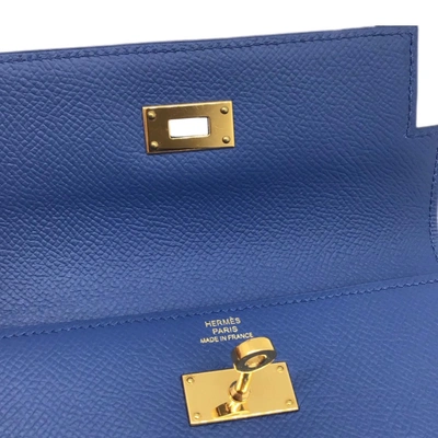 Shop Hermes Hermès Kelly Blue Leather Wallet  ()
