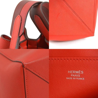 Shop Hermes Hermès Licol Red Leather Shopper Bag ()