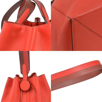 Shop Hermes Hermès Licol Red Leather Shopper Bag ()