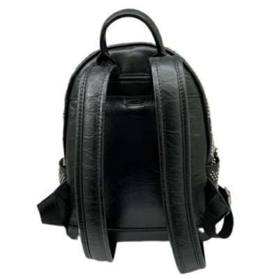 Shop Mcm Visetos Black Leather Backpack Bag ()