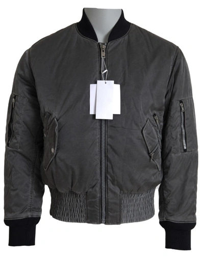 Shop Mm6 Maison Margiela Elegant Gray Bomber Jacket Full Zip Men's Closure