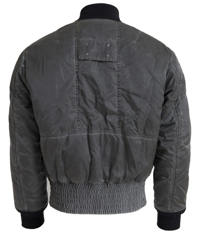 Shop Mm6 Maison Margiela Elegant Gray Bomber Jacket Full Zip Men's Closure