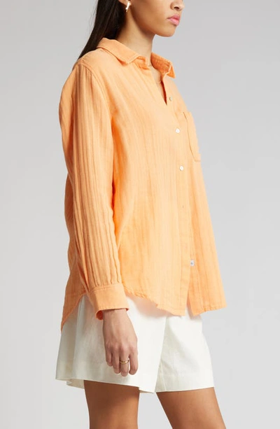 Shop Rails Ellis Organic Cotton Button-up Shirt In Papaya