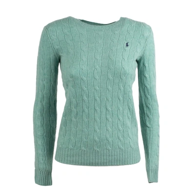 Shop Ralph Lauren Aqua Green Wool And Cashmere Cable Knit Sweater