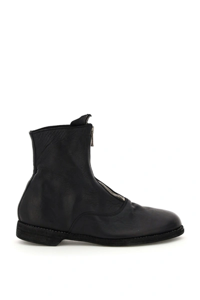 Shop Guidi Front Zip Leather Ankle Boots