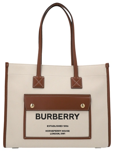 Shop Burberry Freya Tote Bag Beige