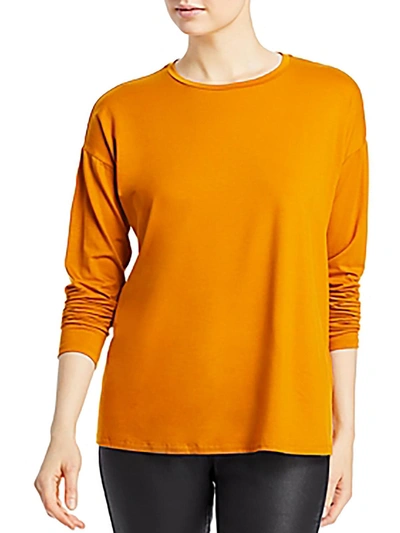 Shop Eileen Fisher Womens Tencel Crewneck T-shirt In Gold