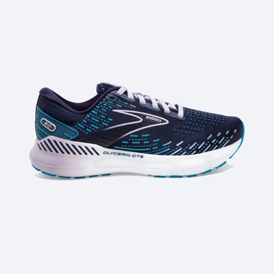 Shop Brooks Women's Glycerin Gts 20 Running Shoes In Peacoat/ocean/pastel Lilac In Multi