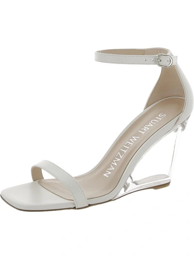 Shop Stuart Weitzman Nudist Lucite 85 Womens Leather Open Toe Wedge Sandals In White