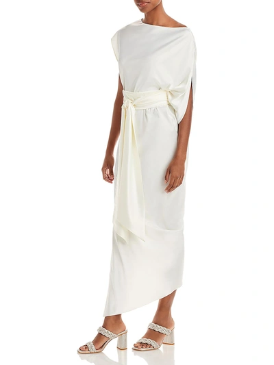 Shop Just Bee Queen Mariah Womens Satin Asymmetric Midi Dress In White