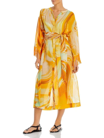 Shop Jonathan Simkhai Odelia Womens Silk Blend Striped Cover-up In Multi