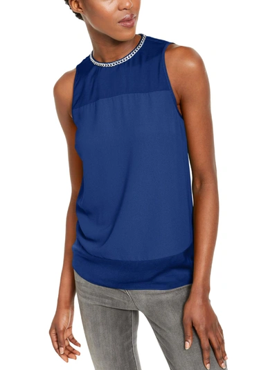 Shop Michael Michael Kors Womens Chain Sleeveless Tank Top In Blue