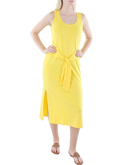 Shop Lauren Ralph Lauren Womens Sleeveless Tie-front Midi Dress In Multi
